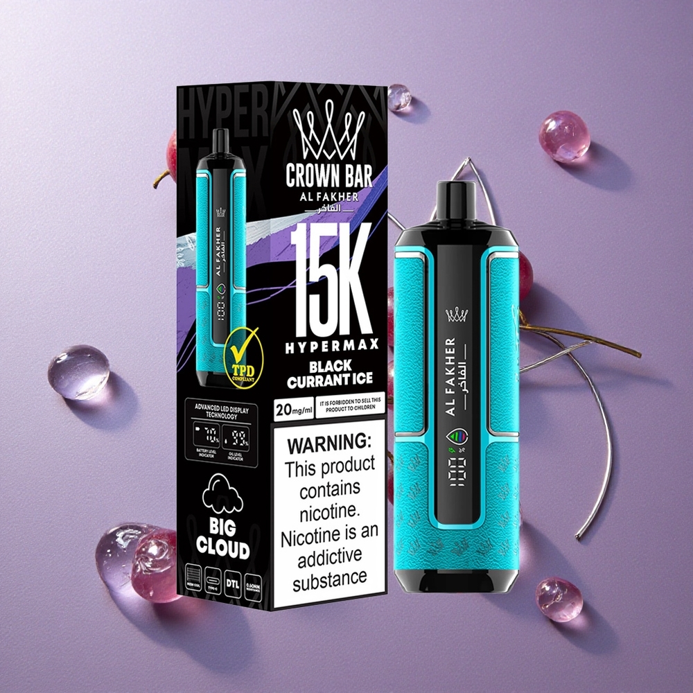 Al Fakher Crown Bar 15K Hipermax Desechable Grosella Negra Hielo 22ml Colombia wholesale