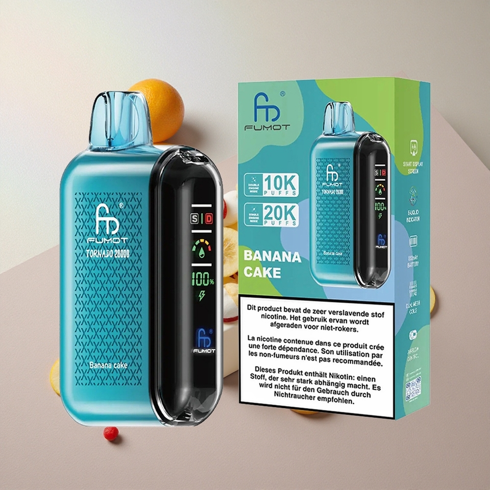Fumot Tornado 20000 Puffs Pastel de Plátano 20ml Capacidad Colombia wholesale