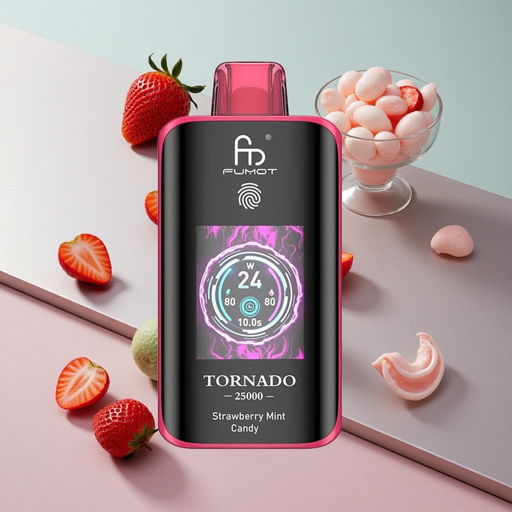 Fumot Tornado 25000 Puffs Fresa Menta Caramelo Pantalla HD Colombia wholesale