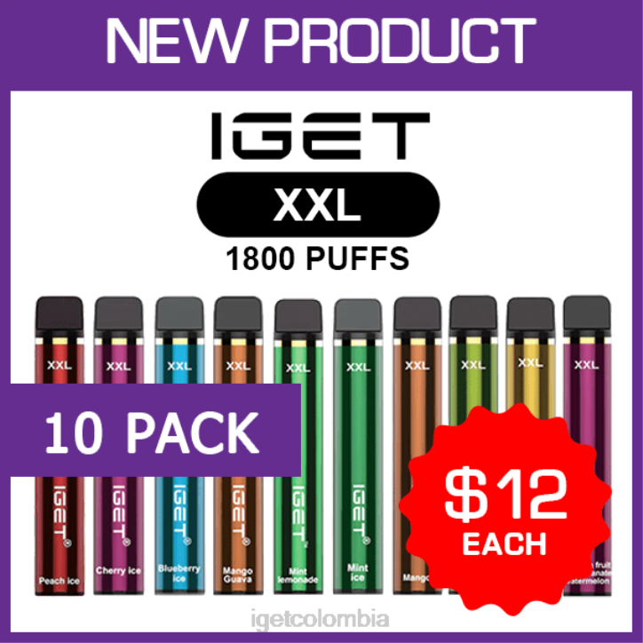 H6DP479 IGET xxl - 1800 inhalaciones - paquete de 10 Vape Online