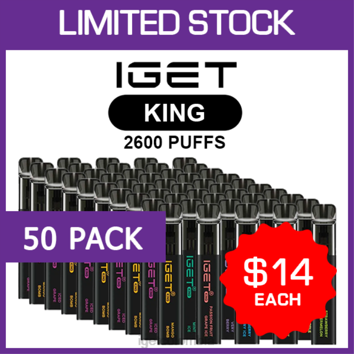 H6DP502 IGET king - 2600 inhalaciones - paquete de 50 Bar Online