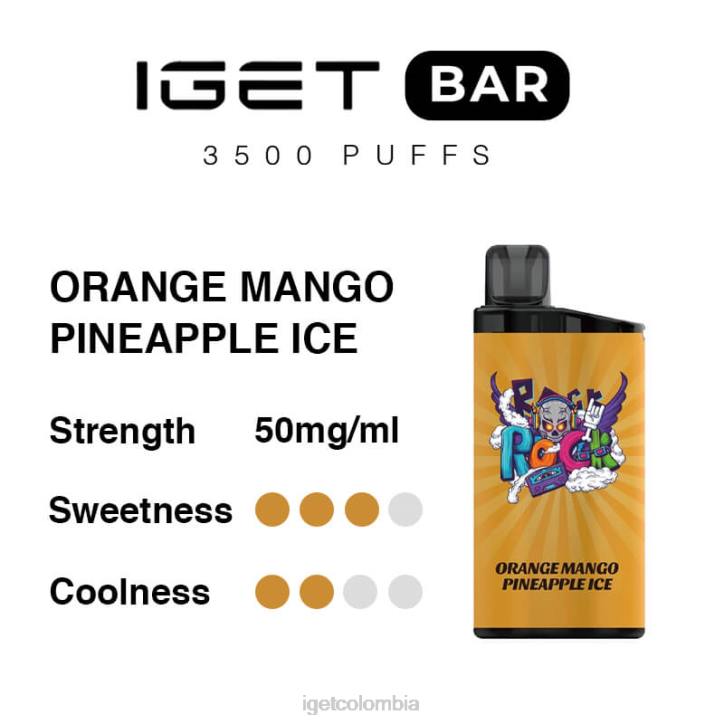 H6DP290 barra IGET 3500 inhalaciones hielo de piña, mango y naranja Bar