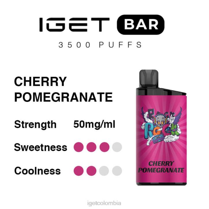 H6DP291 barra IGET 3500 inhalaciones granada cereza Vape