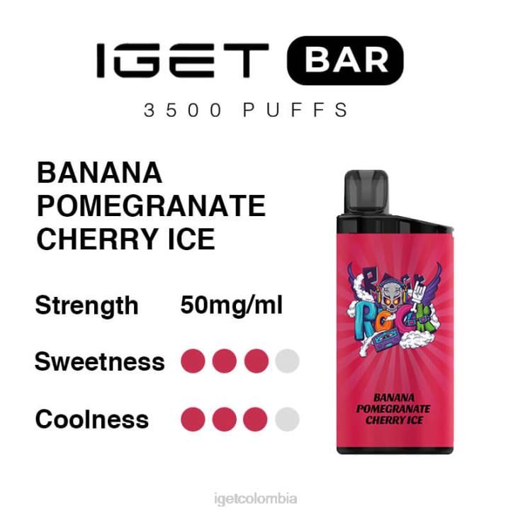 H6DP295 barra IGET 3500 inhalaciones plátano granada cereza hielo Bar Vape Online