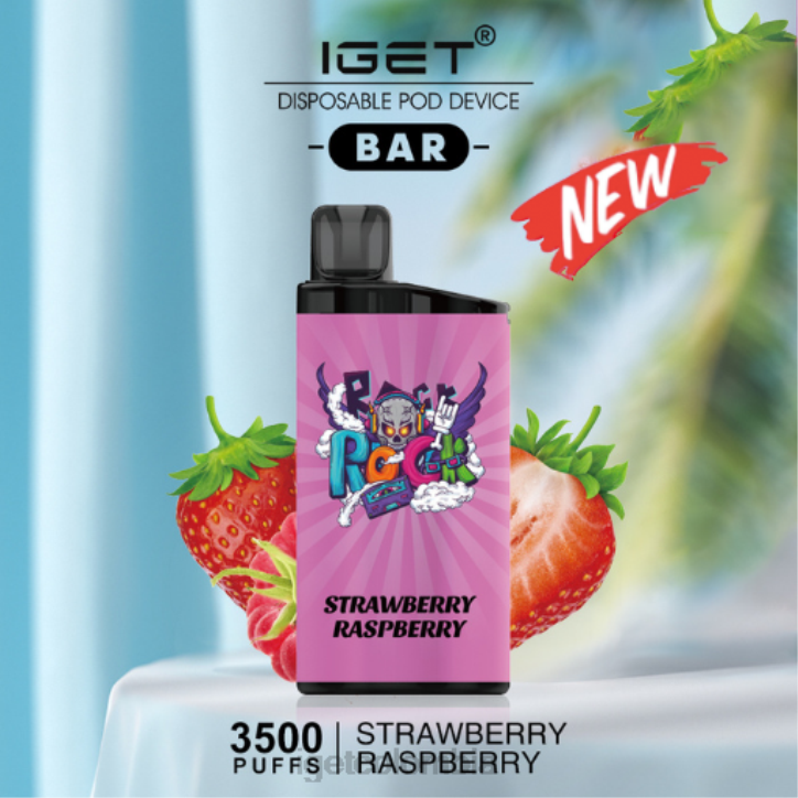 H6DP596 barra IGET - 3500 inhalaciones frambuesa fresa Bar Vape Online