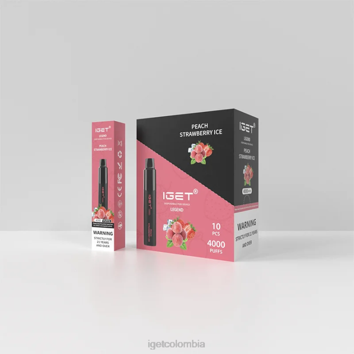 H6DP330 IGET Legend 4000 bocanadas. hielo de fresa melocotón Bar Vape Online