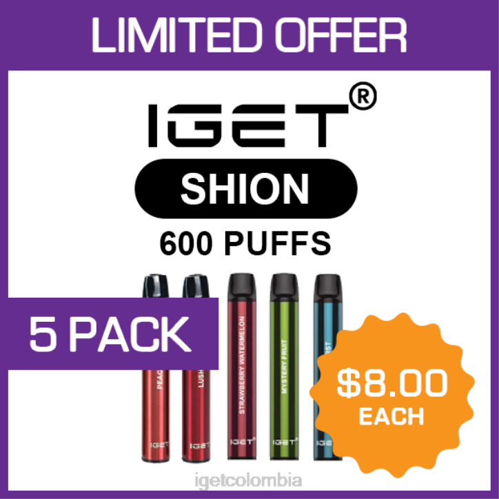 H6DP480 IGET shion - 600 inhalaciones - paquete de 5 Bar Online