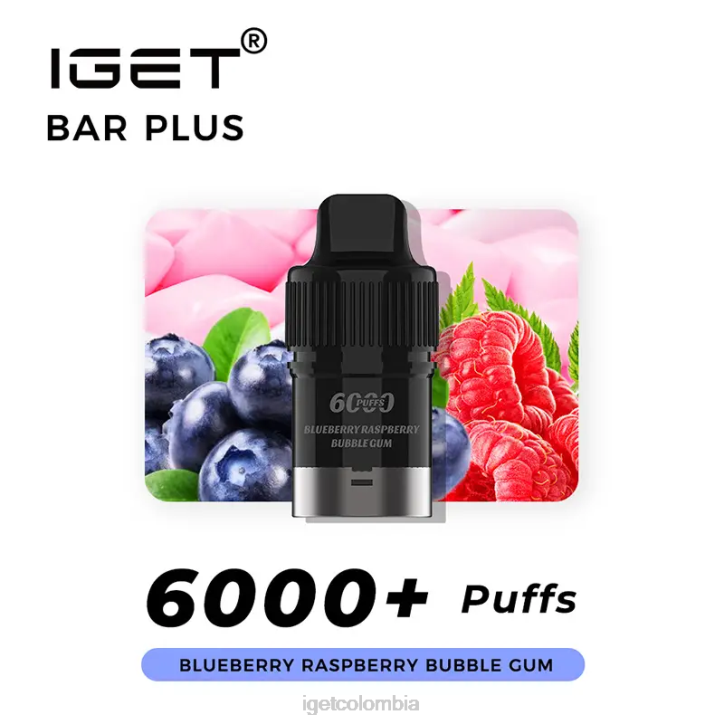 H6DP252 barra IGET plus pod 6000 inhalaciones chicle de arándanos y frambuesa Online Order