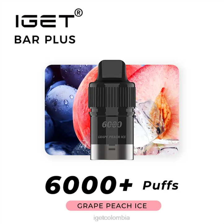 H6DP254 barra IGET plus pod 6000 inhalaciones hielo de durazno uva Bar Online