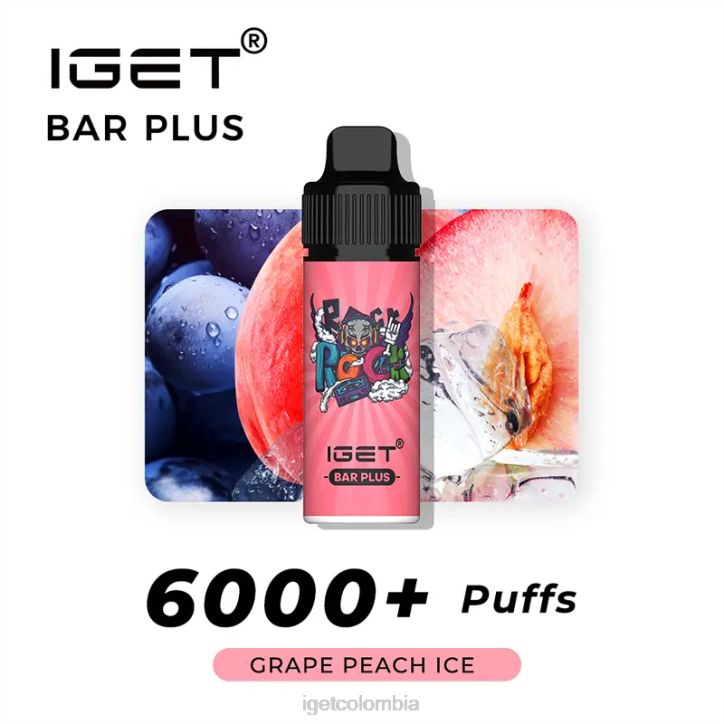 H6DP590 barra IGET plus - 6000 inhalaciones hielo de durazno uva Bar Online