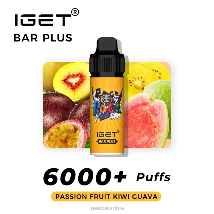 H6DP375 barra IGET sin nicotina más kit de vapeo maracuyá kiwi guayaba Bar Vape Online