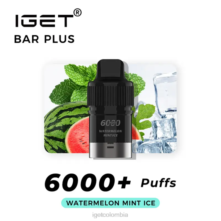 H6DP381 Barra IGET sin nicotina plus pod 6000 inhalaciones sandia hielo de menta Vape