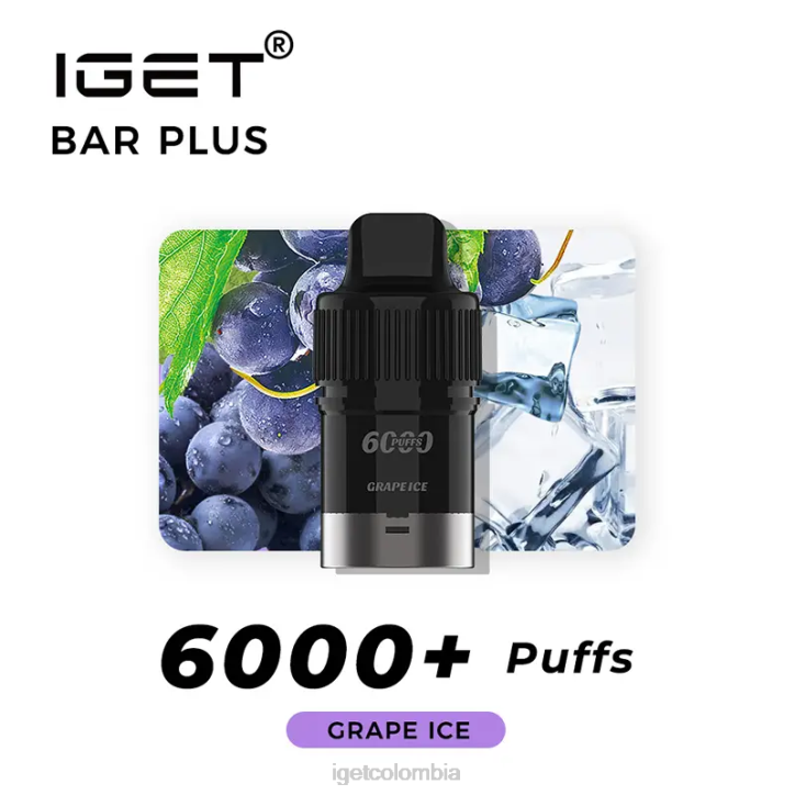 H6DP382 Barra IGET sin nicotina plus pod 6000 inhalaciones hielo de uva Online Order